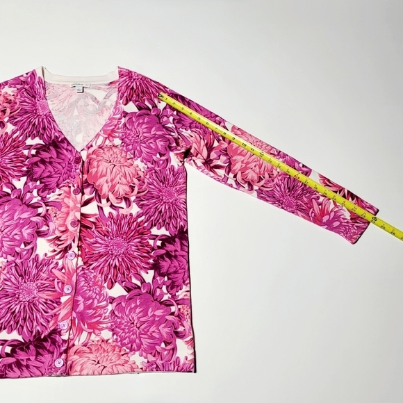 VTG Isaac Mizrahi Live Pink Floral Cotton Cardigan Women's (L) - Picture 10 of 10